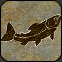 Mosaic rising fish with natural stone unpainted.